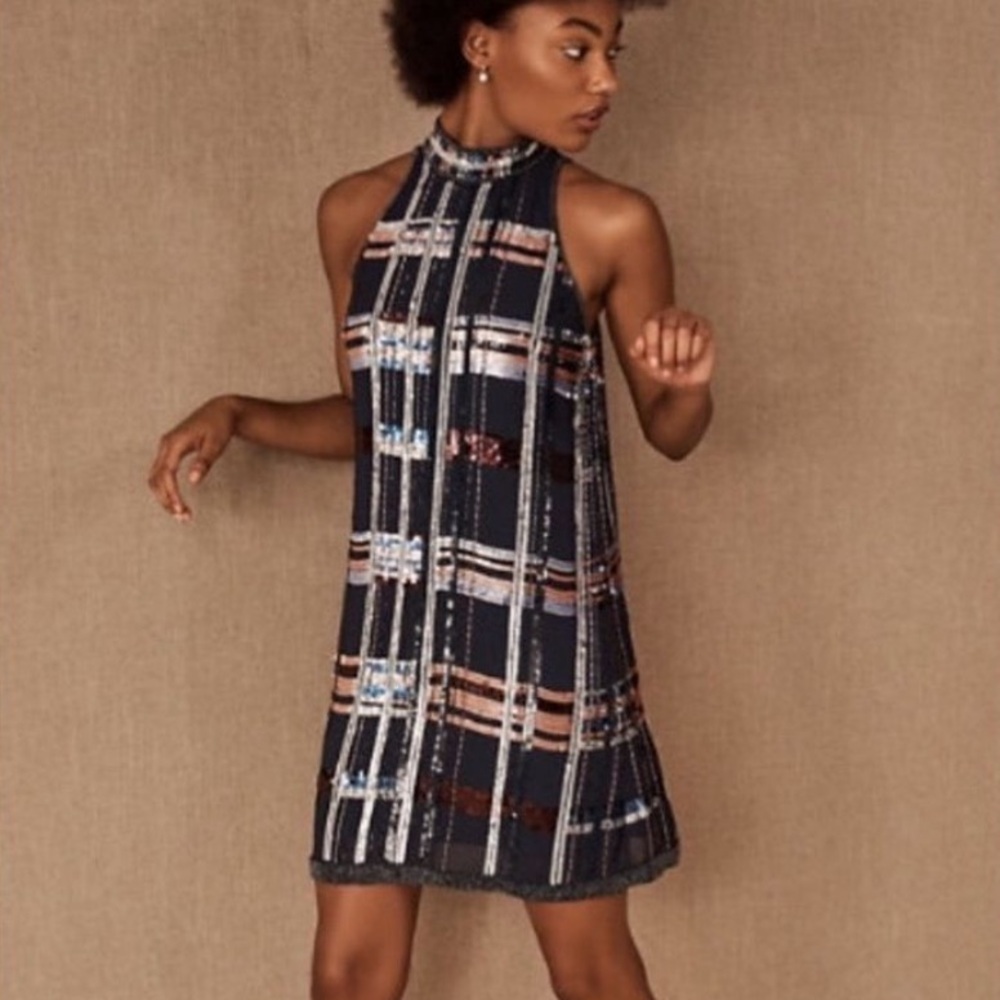 ✨ NWT BHLDN x Anthropologie Plaid Sequin Charlyn Dress
